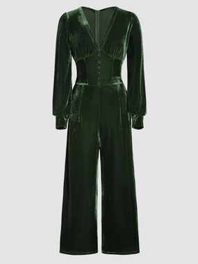 NWOT CIDER green velvet corset jumpsuit size small new without tags